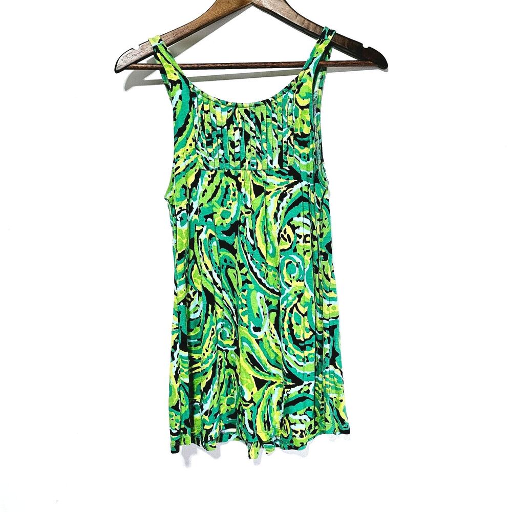 Merona Button-Up Tank Top Women's Size S Soft Rayon Green Paisley Casual Boho - Picture 3 of 6